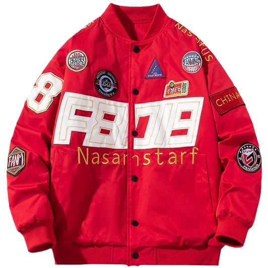 Racing Suit Thick Motorcycle Jacket Embroidered Baseball