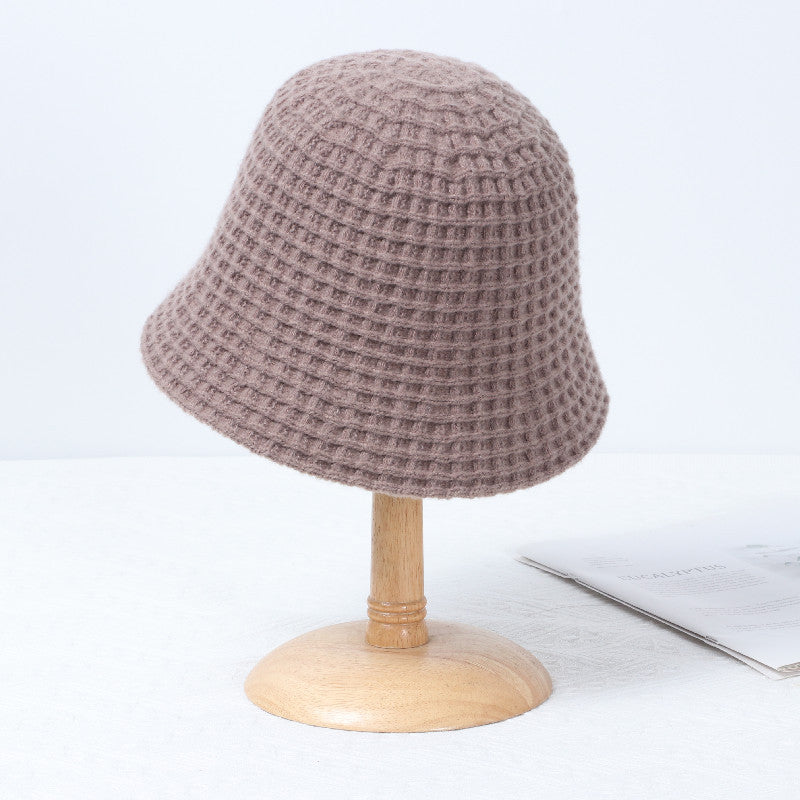 Korean Version Of Solid Color Casual Knitted Basin Hat Tide Simple Bucket