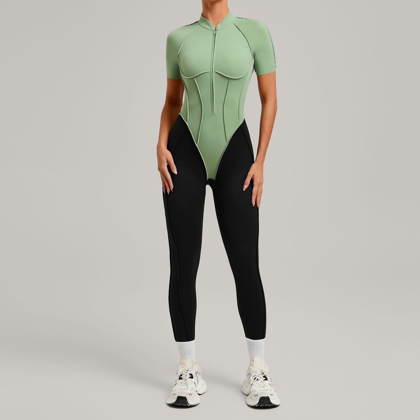 Farveblokket atletisk yoga heldragt til kvinder