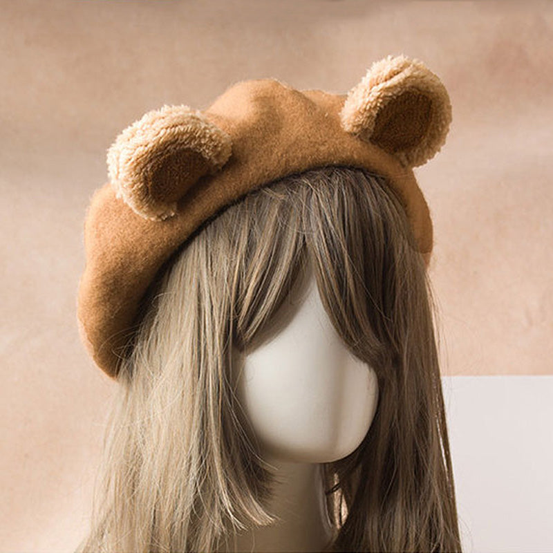 Lolita Bear Ear Beret Biscuits Female Japanese Handmade