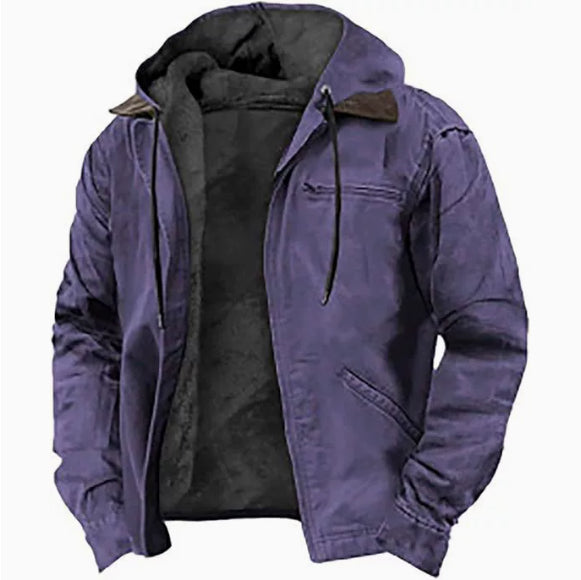 Casual Men's Fleece-lined Zip Pocket Jacket