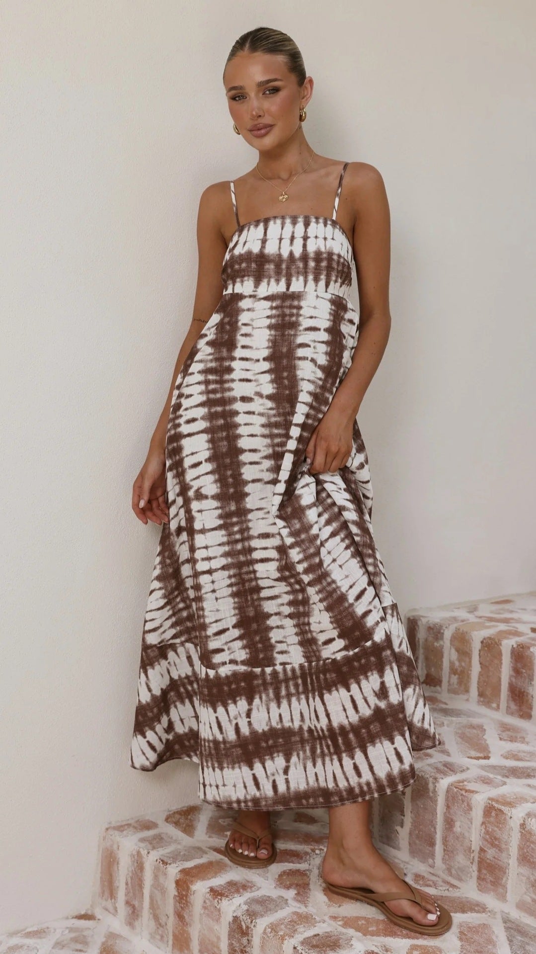 Printed High-waist Slip Dress For Women