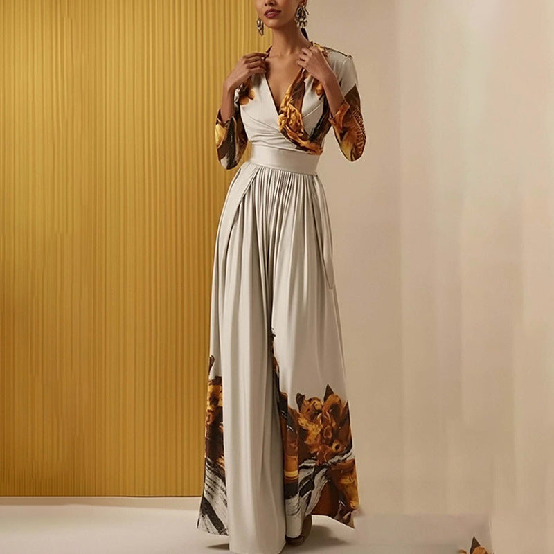 Stylish And Minimalist Womens Long Sleeve Wide Leg Jumpsuit