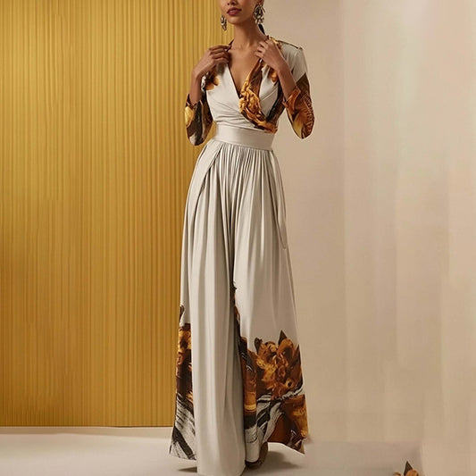 Stylish And Minimalist Womens Long Sleeve Wide Leg Jumpsuit