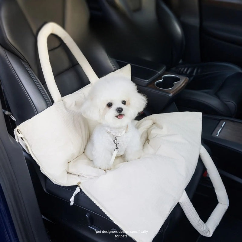 Dog Car Seat Pet Carrier With Adjustable Safety Leash For Small Dogs Puppies Cats,Portable Center Console Dog Car Seat