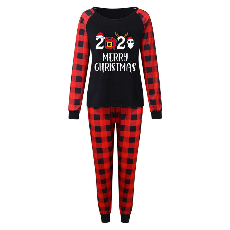 Long Sleeve Cartoon Printed Christmas Pajamas Parent-child Outfit