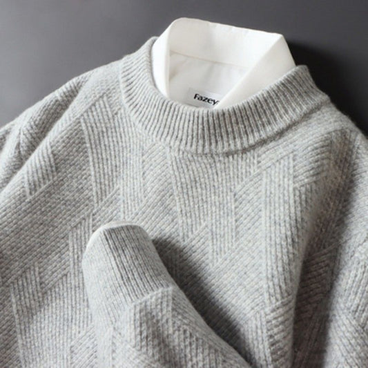 Men's Loose Thick Jacquard Round Neck Sweater