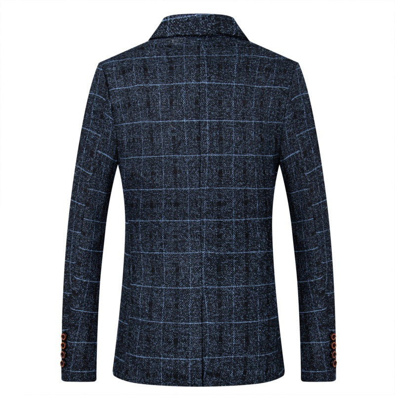 Fashion Casual Single Plaid Men's Suit Jacket