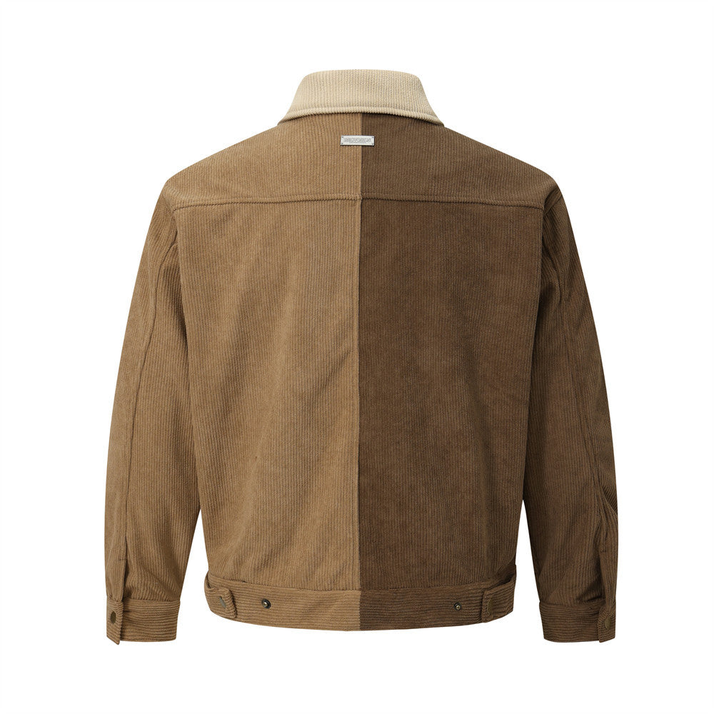 Asymmetric Color Contrast Patchwork Workwear Jacket
