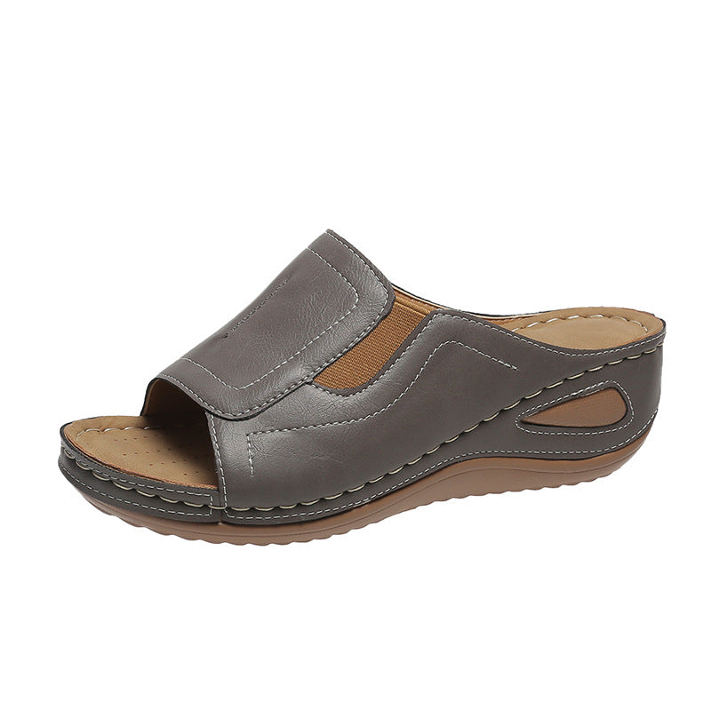Open Toed Sloping Heel With Elastic And Tight Sole