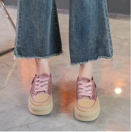 Simple And Versatile Casual Thick Soled Canvas Shoes For Women