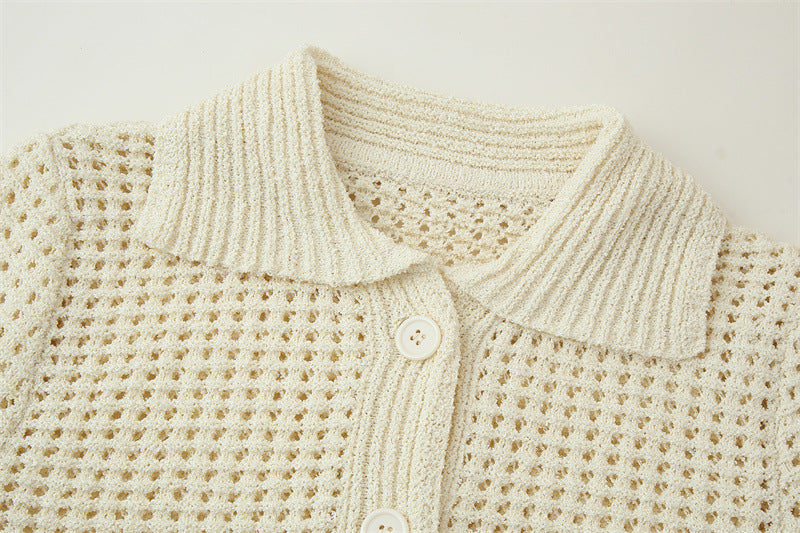 Plaid Lapel Knitted Coat Knitted High Waist