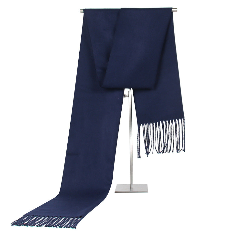Solid Color Men's Scarf Faux Cashmere Tassel