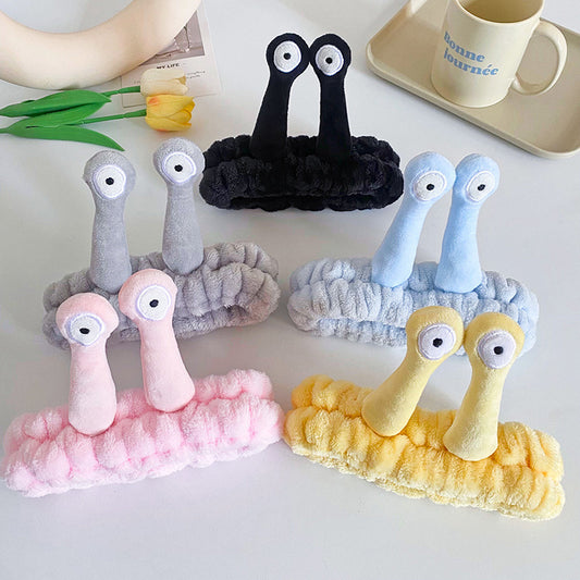 Cartoon Funny Snail Cute Face Wash Mask Plush Hair Band