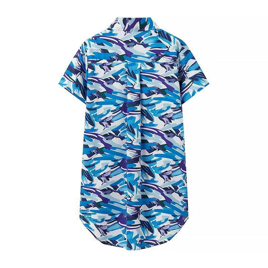 Women's Street Fashion Printed Short Sleeve Mid-length Shirt