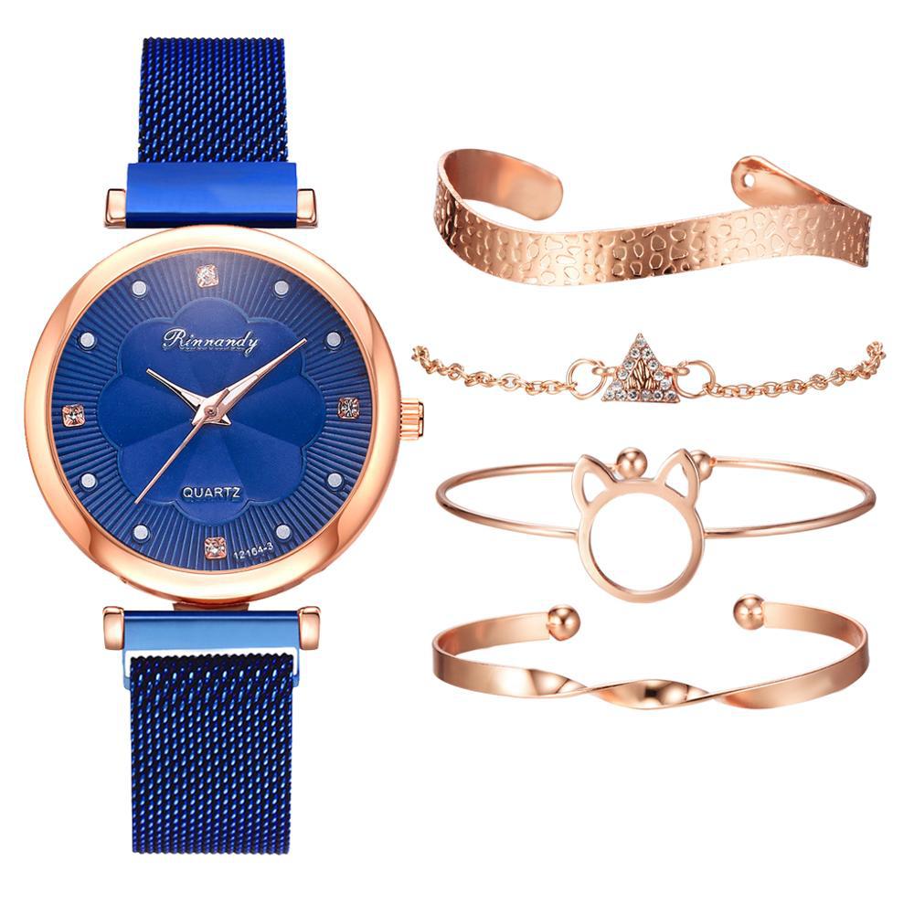 Casual Flower Dial Alloy Mesh Strap Quartz Watch
