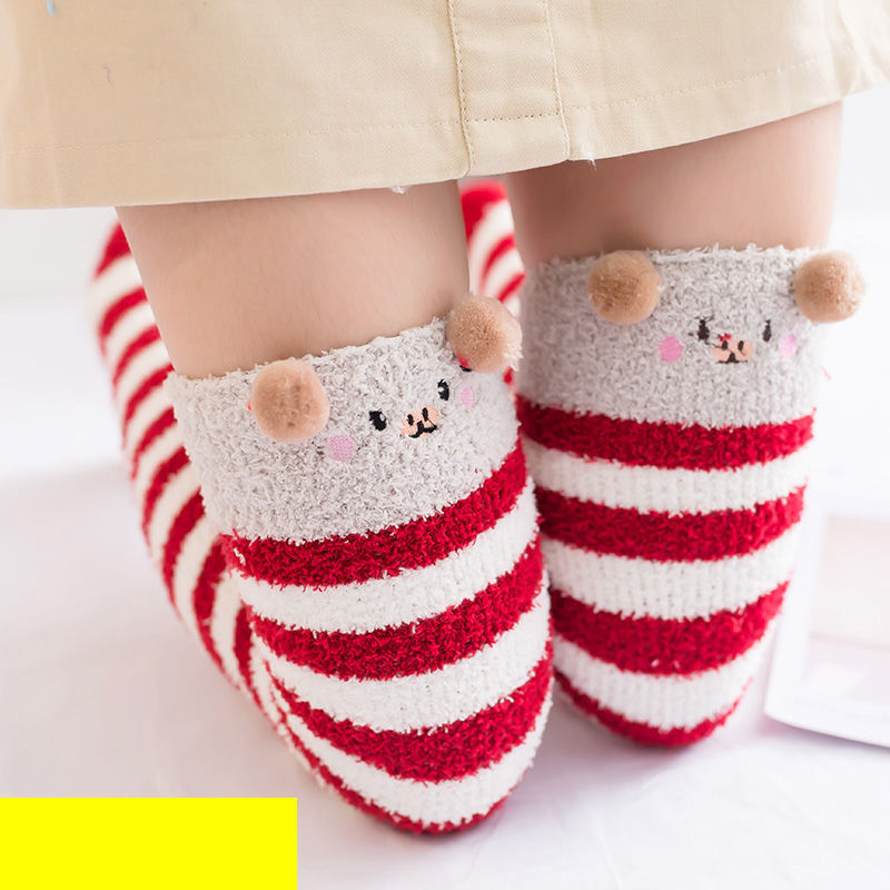 Fall Winter Over The Knee Plus Long Coral Fleece Floor Socks