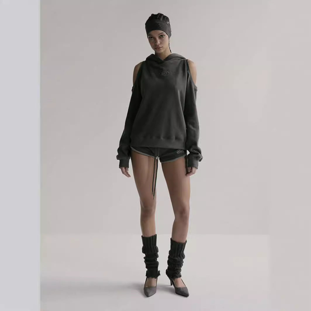 Amerikansk Hot Girl Kort Sweater Løs Sport og Fritid