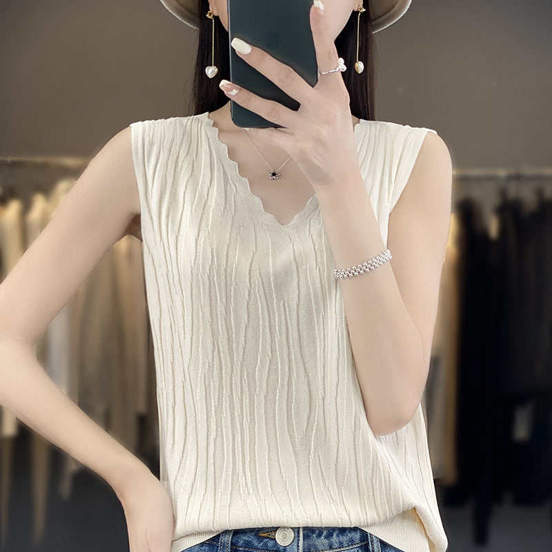 Women's V-neck Ice Silk Camisole Sleeveless Top