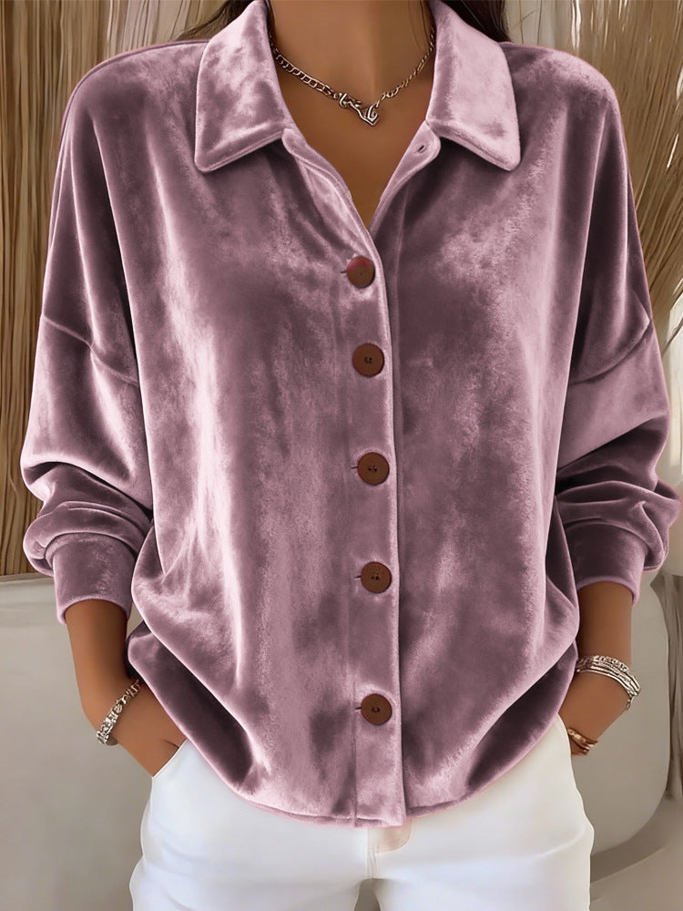 Womens Multi-Color Velvet Cardigan With Long Sleeves For Casual Wear
