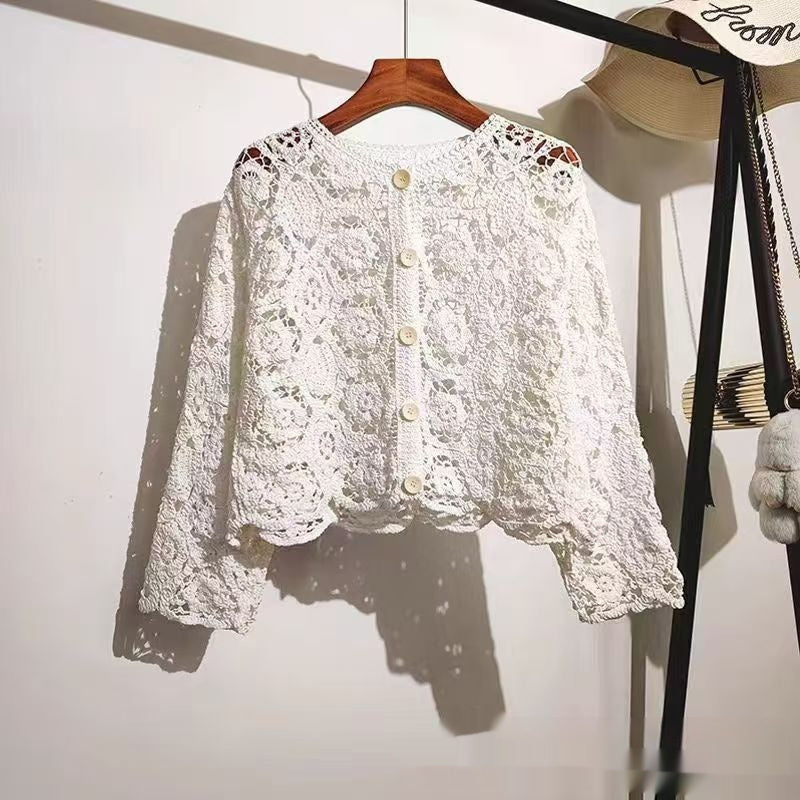 Beach Vacation Hollow-Out Crochet Blouse Top