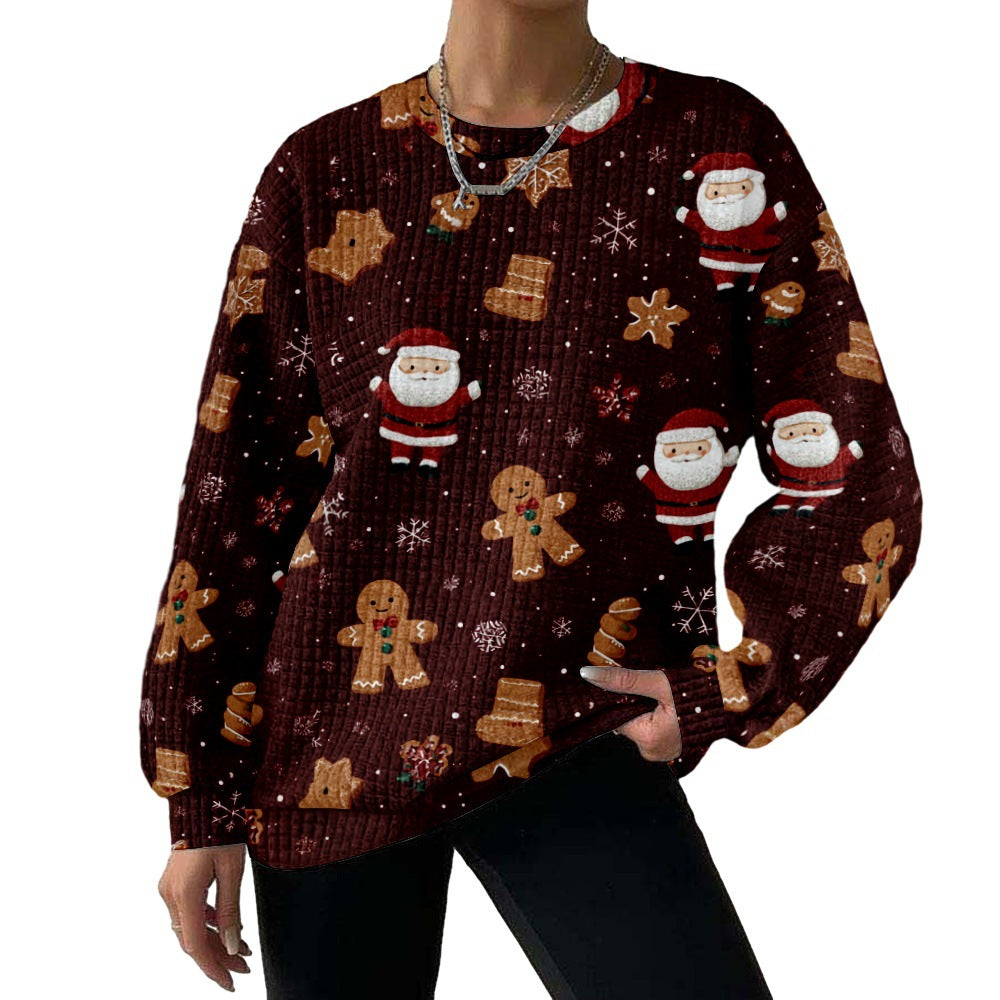 Digital Printing Pattern Shading Fashion Trend Round Neck Long Sleeve Sweater
