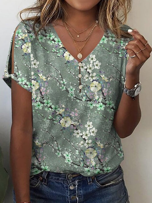 Womens Floral-print Tops From Europe And The US