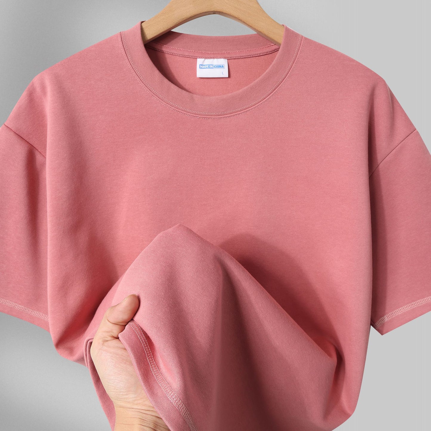 Fashion Men's And Women's Couple's Clothes Loose Shoulder Solid Color Base Shirt