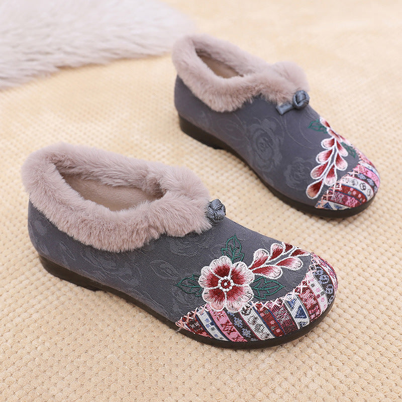 Women's Cotton-padded Shoes Fleece-lined Thickened Middle-aged And Elderly