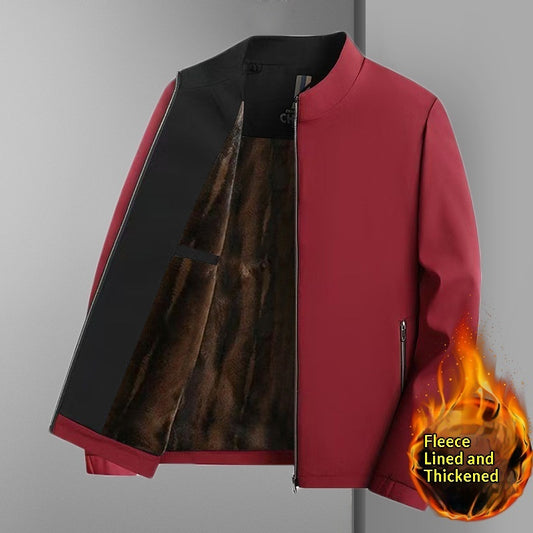 Business Casual Fleece Lined Jacket For Middle Aged