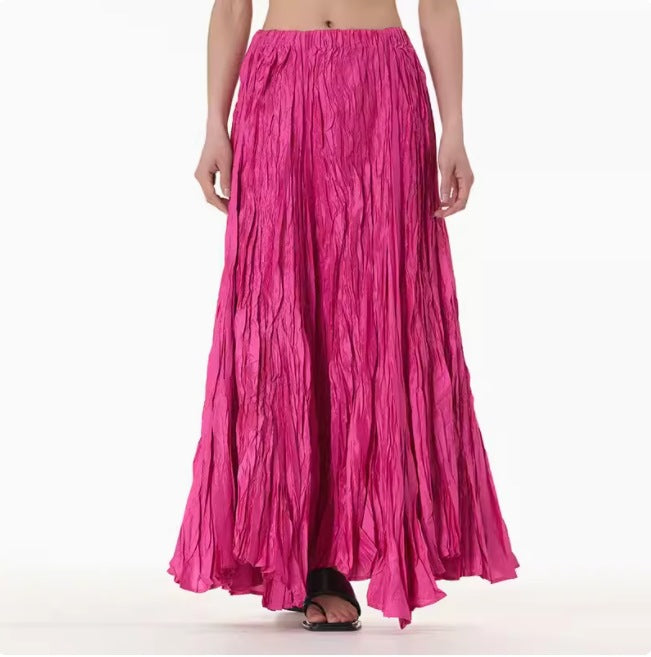 Irregular Ultra-long Mop Umbrella Skirt Slimming Pleated Half-length