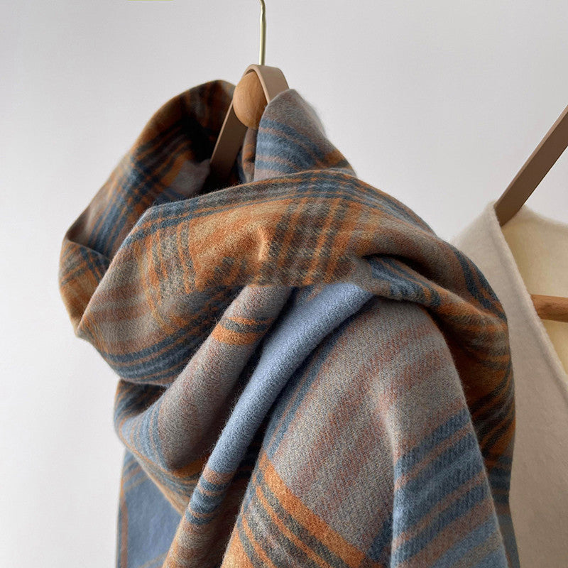 Fashion Faux Cashmere Warm Plaid Scarf Shawl