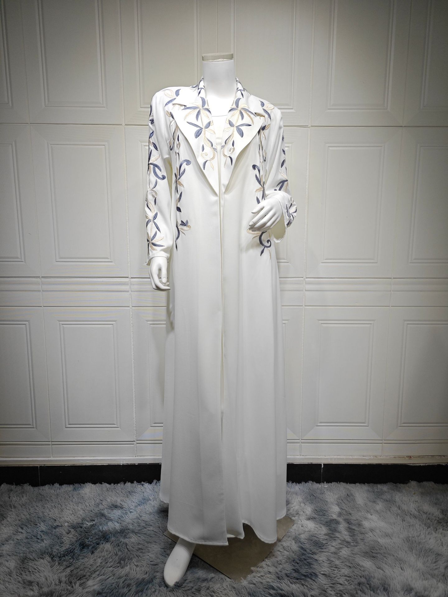 Elaborately Crafted Long Coat With Exquisite Floral Embroidery