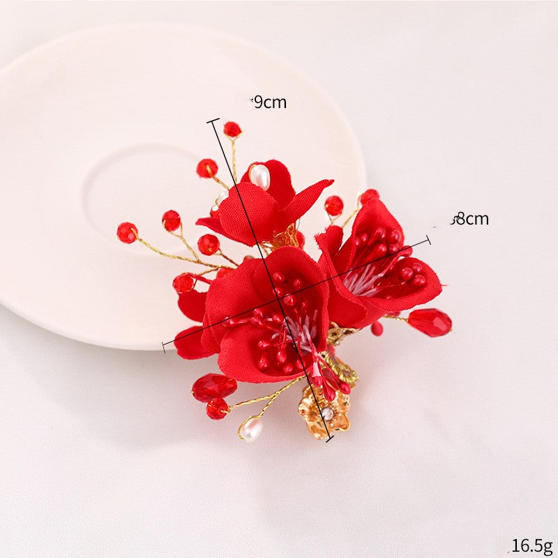 New Bride Wedding White Shell Petals Pearl Crystal Hairpin Ornament