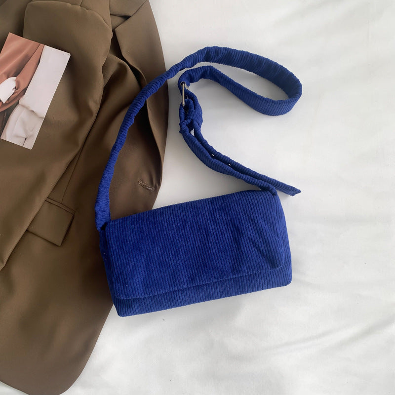 Solid Color Simple Corduroy Casual Bag