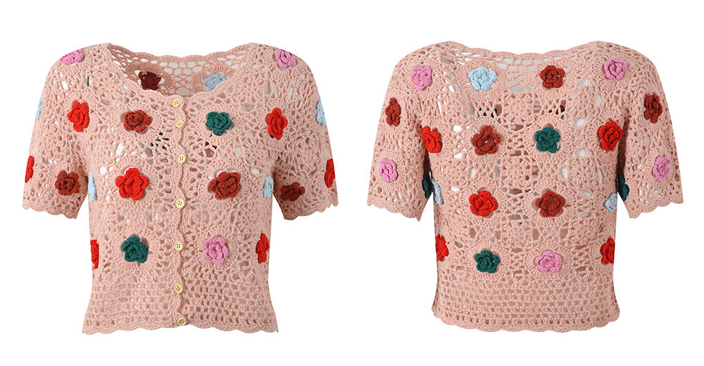 Handmade Color Crocheted Knitted Cardigan