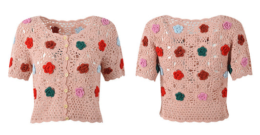 Handmade Color Crocheted Knitted Cardigan