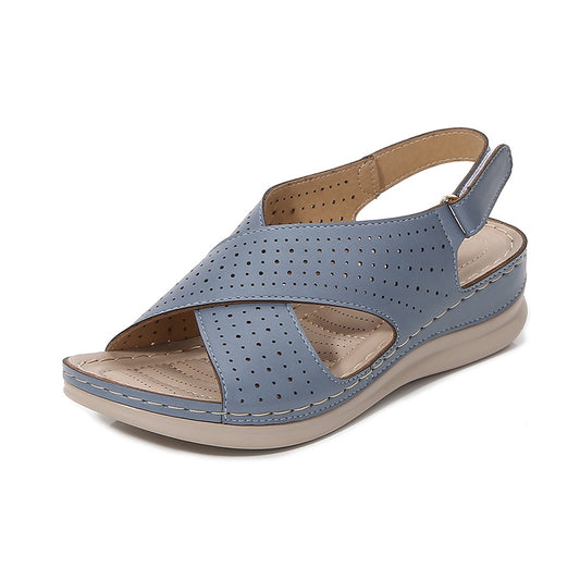 Women's Wedge Breathable Velcro Cutout Sandals