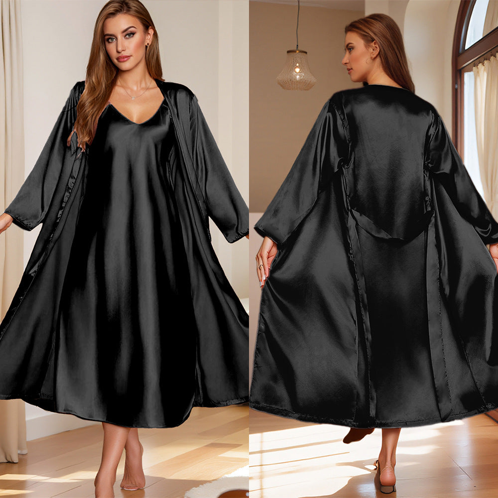 Women's Loose Robe With Suspender Nightgown
