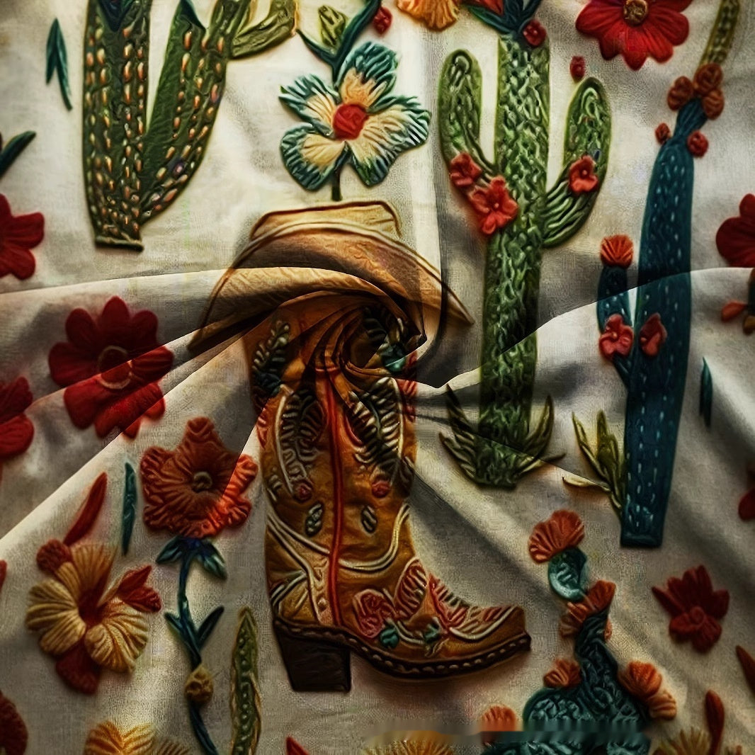 Denim Boots Printed Pullover Hoodie