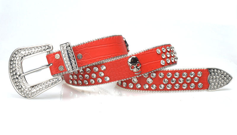 Women's Belt Needle Buckle Water Drill Lengthened And Widened Inlaid