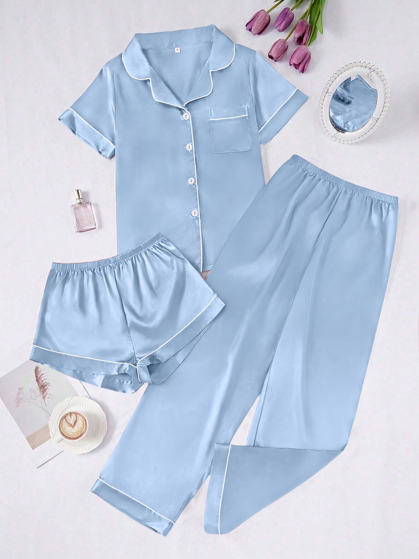 Long Pantssmooth-surface Womens Loungewear Set In French Style
