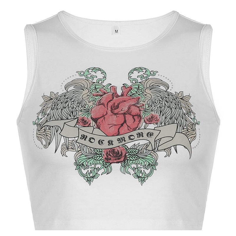 Spice Girls Print Vest Small Vest Street Personality Show Navel