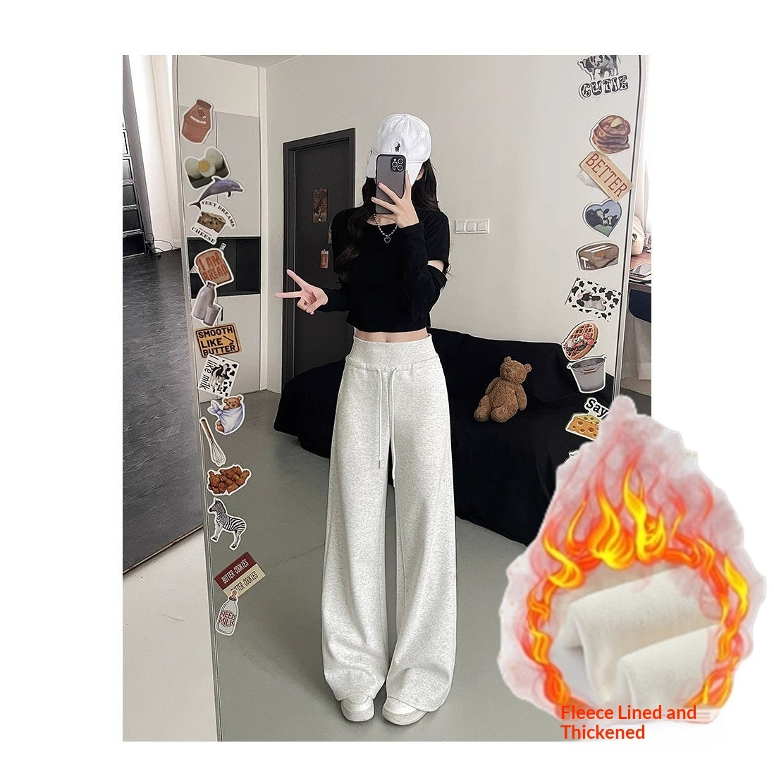 American-style Casual Slimming Straight-leg Wide-leg Pants
