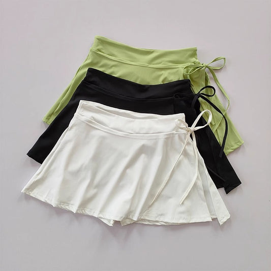 Women's Fashion Sports Side Slit Lace-up Culottes