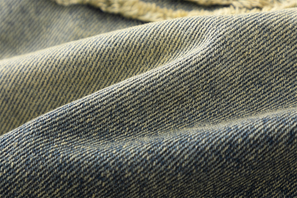 Gradient Wash Thick Quilted Denim Jacket Coat