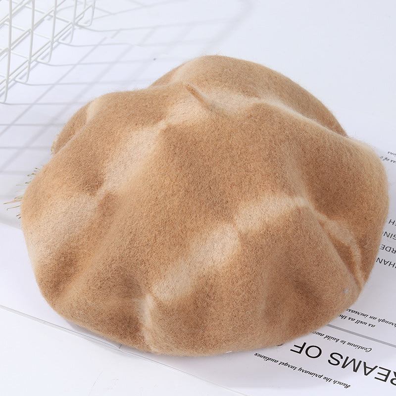 Hat New Tie-dyed Fine Wool Material Beret