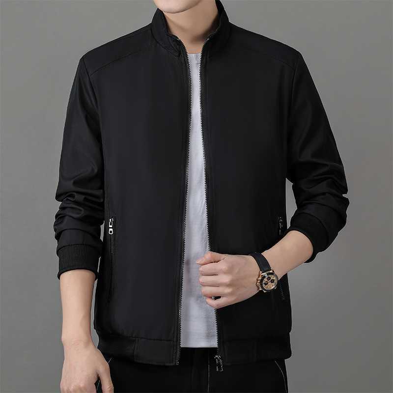 Casual Jacket Men's Fleece-lined Thickening Stand Collar Jacket Cotton-padded Jacket Warm Dad Wear