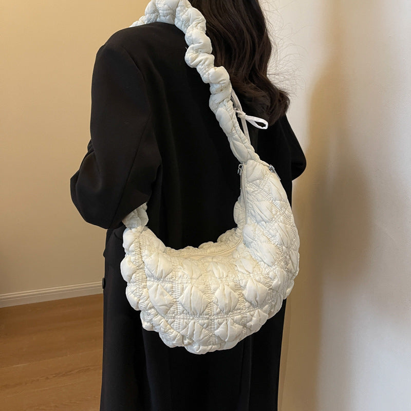Niche Drawstring Shoulder Crossbody Pleated Cloud Bag
