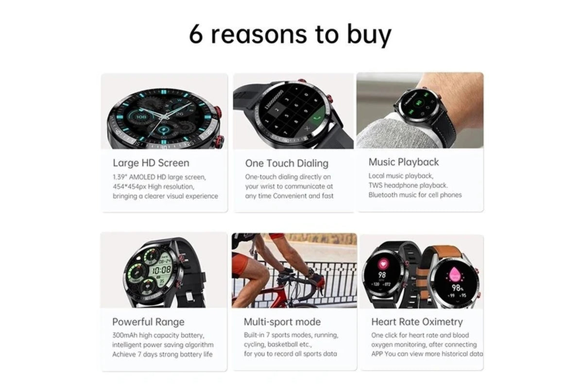454*454 AMOLED Screen Smart Watch Always Display the Time Bluetooth Call Local Music Smartwatch for Men Android TWS Earphones - Mesh Belt Silver